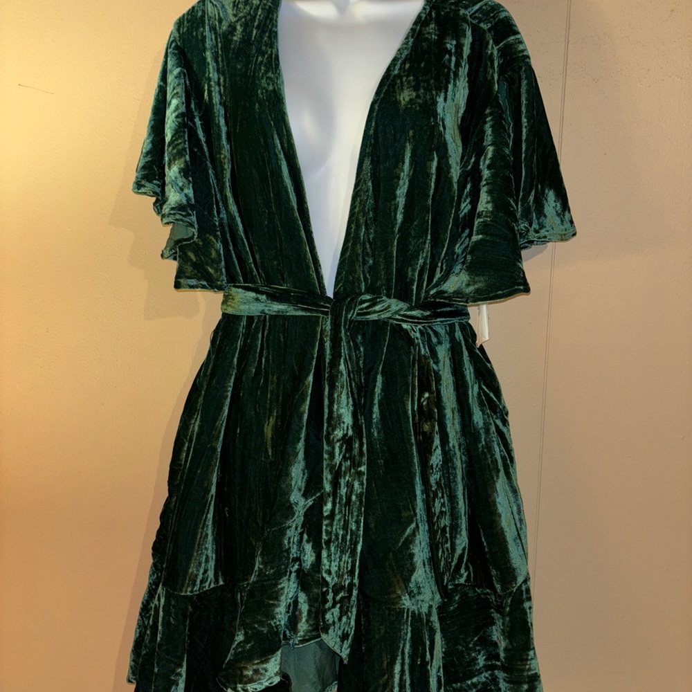 Velvet Green Dress with Belt